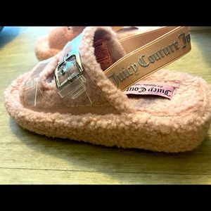 NWT Juicy Couture Slipper Slide Faux Fur Sherpa Sandal Blush Pink 8